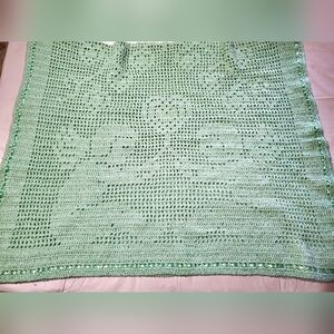 LINELL Crochet Green Baby Crib Blanket Large Size 72 X 46 inches